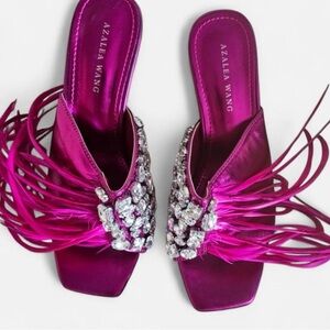 AZALEA WANG JOPLIN FUCHSIA EMBELLISHED HEEL SANDAL 💕🫦